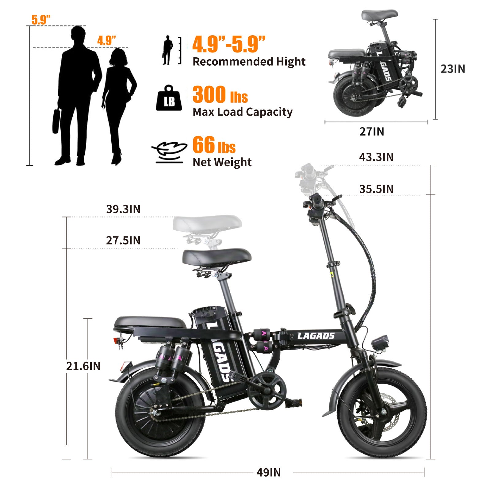 LAGADS  Y14 folding ebike